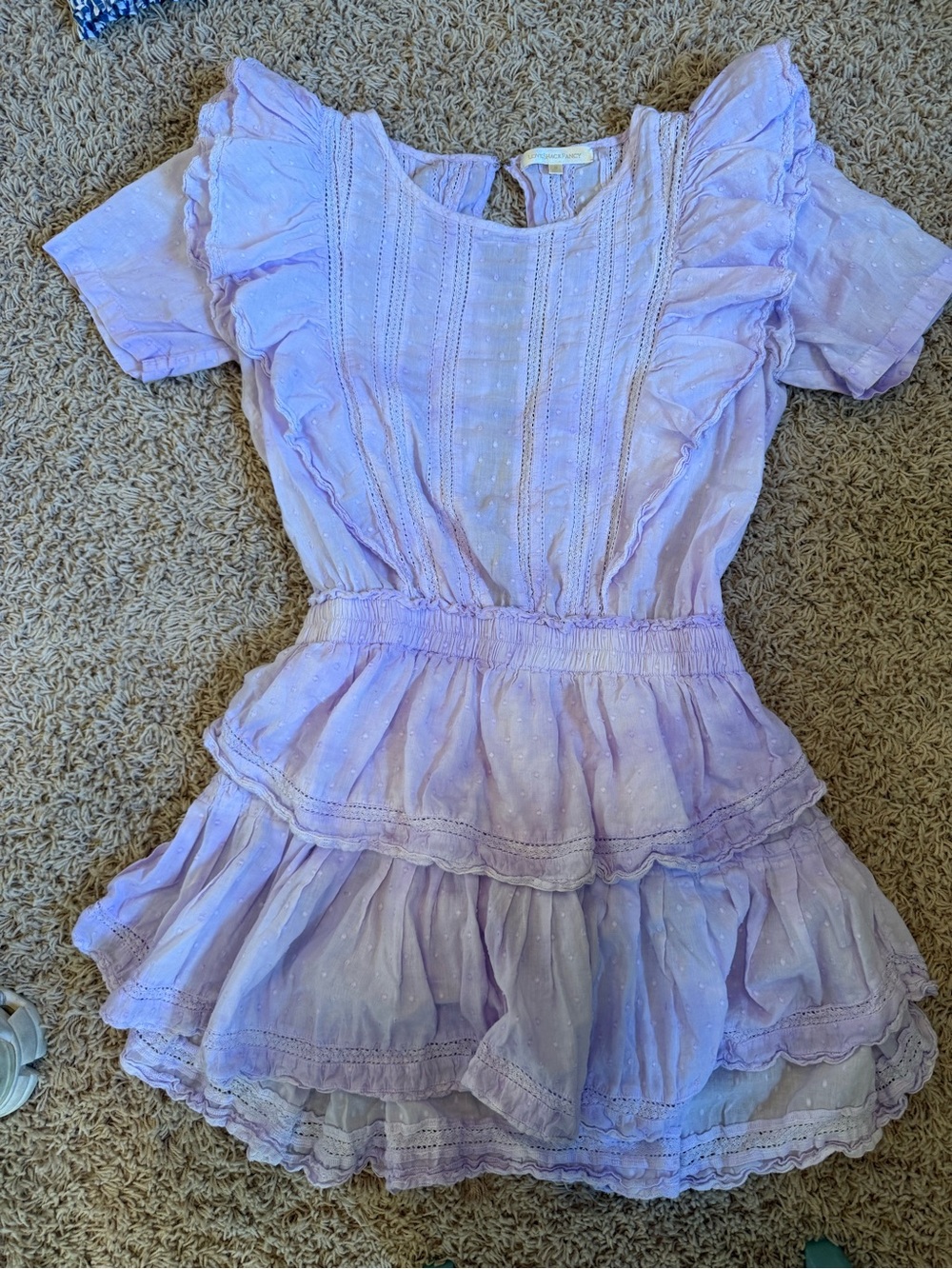 LoveShackFancy Lilac Ruffle Tiered Mini Dress